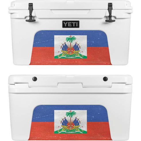 Haitian Flag Distressed YETI Tundra 75 Hard Cooler Skin